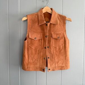 Vintage Suede Leather Vest Asaro Petite Floral Western Boho Academia Small